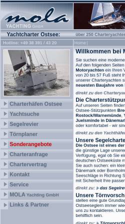 Vorschau der mobilen Webseite www.mola-yachtcharter-ostsee.de, Mola Pension und Ferienwohnungen