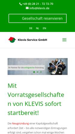 Vorschau der mobilen Webseite www.klevis.de, Klevis Beteiligungsgesellschaft m.b.H. - Heidrun Lohmann