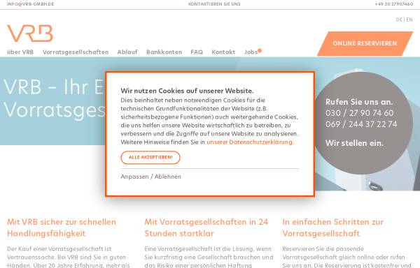 Vorschau von www.vrb-gmbh.de, VRB Vorratsgesellschaften GmbH