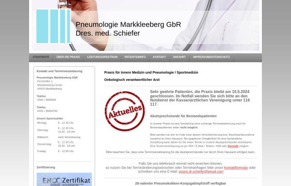 Vorschau von www.pneumologie-markkleeberg.de, Schiefer, Dr. med. Clemens