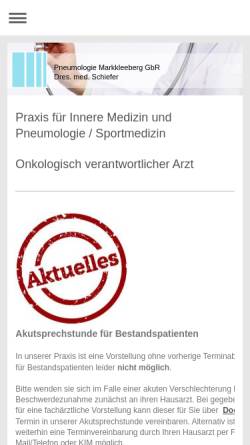 Vorschau der mobilen Webseite www.pneumologie-markkleeberg.de, Schiefer, Dr. med. Clemens