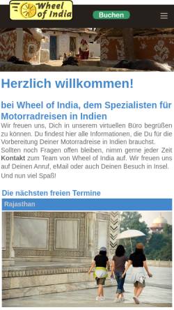 Vorschau der mobilen Webseite wheelofindia.de, Wheel of India GmbH