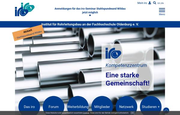Vorschau von www.iro-online.de, IRO - Institut für Rohrleitungsbau