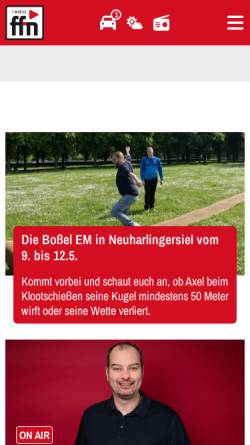 Vorschau der mobilen Webseite www.ffn.de, Radio ffn Niedersachsen - Funk & Fernsehen Nordwestdeutschland GmbH & Co. KG