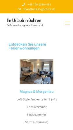 Vorschau der mobilen Webseite www.urlaub-goehren.de, Ferienunterkünfte Familie Sperling