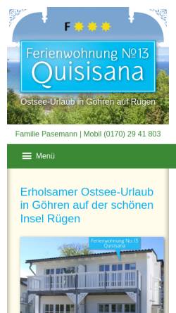 Vorschau der mobilen Webseite www.quisisana-goehren.de, Ferienwohnung No. 13 im Haus Quisisana