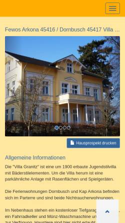 Vorschau der mobilen Webseite www.villa-granitz-goehren.de, Villa Granitz