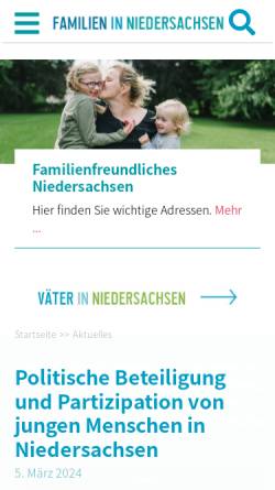 Vorschau der mobilen Webseite www.familien-mit-zukunft.de, FiN -Familien in Niedersachsen - Niedersächsisches Ministerium für Soziales, Frauen, Familie, Gesundheit und Integration