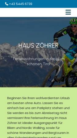 Vorschau der mobilen Webseite www.hauszoehrer.at, Haus Zöhrer