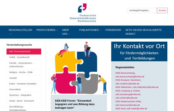 Vorschau von www.eeb-niedersachsen.de, EEB Niedersachsen - Evangelische Erwachsenenbildung