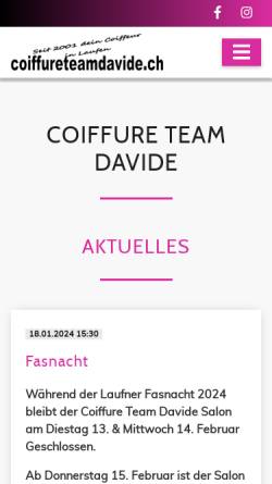 Vorschau der mobilen Webseite www.coiffureteamdavide.ch, Coiffure Team Davide