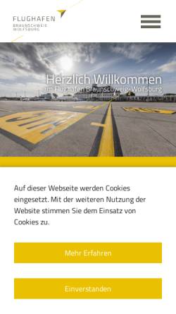 Vorschau der mobilen Webseite www.flughafen-braunschweig.de, Flughafen Braunschweig-Wolfsburg GmbH