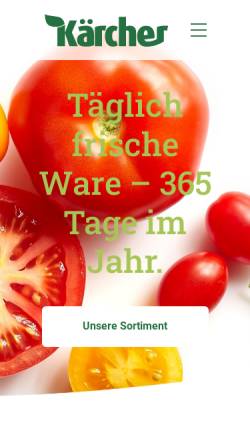 Vorschau der mobilen Webseite www.kaercher-fruchtimport.de, Kärcher Gemüse und Obst - Kärcher GmbH & Co KG