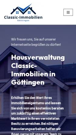 Vorschau der mobilen Webseite www.classic-immobilien-goettingen.de, Immobilienmakler Frau D. Juch