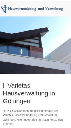 Vorschau der mobilen Webseite www.varietas-hv.de, Varietas Hausverwaltung Göttingen