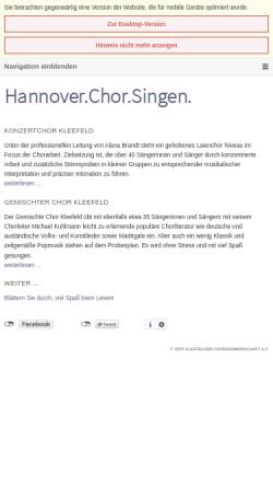 Vorschau der mobilen Webseite kleefelder-chor.de, Kleefelder Chorgemeinschaft e.V.