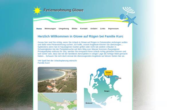 Vorschau von www.ruegenurlaubglowe.de, Ferienwohnungen Familie Kurc