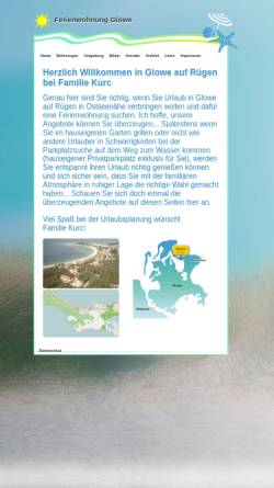 Vorschau der mobilen Webseite www.ruegenurlaubglowe.de, Ferienwohnungen Familie Kurc