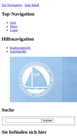 Vorschau der mobilen Webseite www.sub-ev.de, Seglergemeinschaft der Uni Bielefeld e.V.