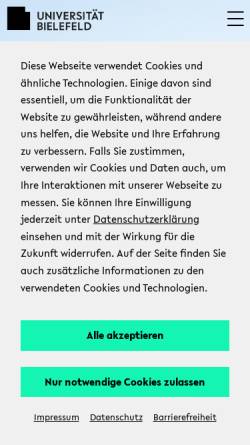 Vorschau der mobilen Webseite uni-bielefeld.de, Zentrum für Wissenschaftliche Weiterbildung an der Universität Bielefeld e.V. (ZWW)