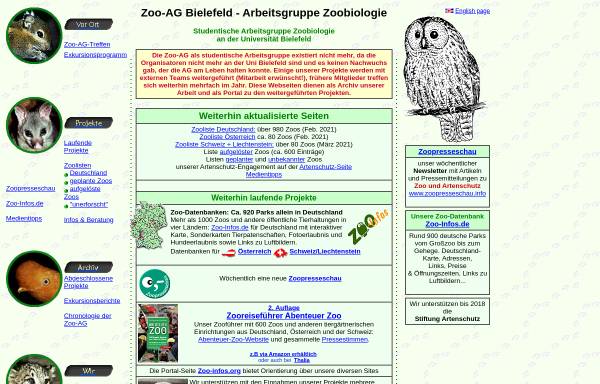 Vorschau von www.zoo-ag.de, Zoo-AG Bielefeld - Arbeitsgruppe Zoobiologie
