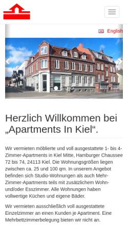 Vorschau der mobilen Webseite www.apartmentsinkiel.de, Silvia Sander-Thomas