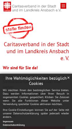 Vorschau der mobilen Webseite caritas-ansbach.de, Willkommen beim Caritasverband Ansbach