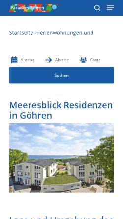 Vorschau der mobilen Webseite www.paradies-ruegen.de, Hotel Meeresblick