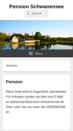 Vorschau der mobilen Webseite www.pension-schwanensee.de, Pension Schwanensee