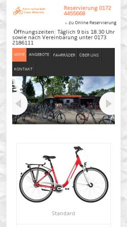 Vorschau der mobilen Webseite www.baabe-fahrradverleih.de, Fahrradservice Casa-Atlantis GbR