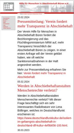 Vorschau der mobilen Webseite www.gegenabschiebehaft.de, Hilfe für Menschen in Abschiebehaft Büren e.V.