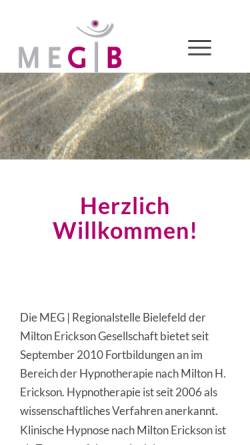 Vorschau der mobilen Webseite www.meg-bielefeld.de, Regionalstelle Bielefeld der Milton Erickson Gesellschaft für Klinische Hypnose e.V.