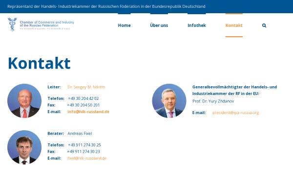 Vorschau von www.hik-russland.de, Handels- und Industriekammer der Russischen Föderation - Repräsentanz in Deutschland.