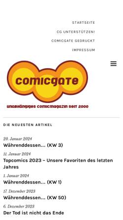 Vorschau der mobilen Webseite www.comicgate.de, Comicgate