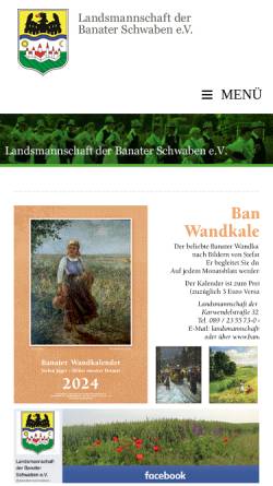 Vorschau der mobilen Webseite www.banater-schwaben.org, Landsmannschaft der Banater Schwaben e. V.