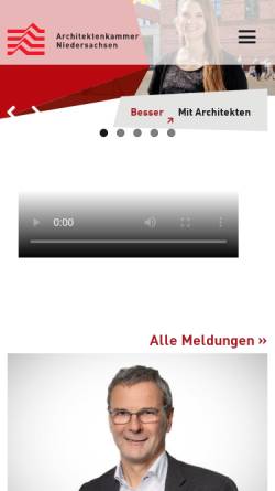 Vorschau der mobilen Webseite www.aknds.de, Architektenkammer Niedersachsen