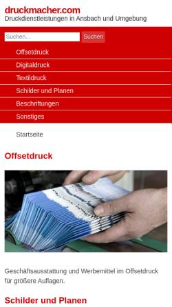 Vorschau der mobilen Webseite www.druckmacher.com, Druckmacher Ansbach