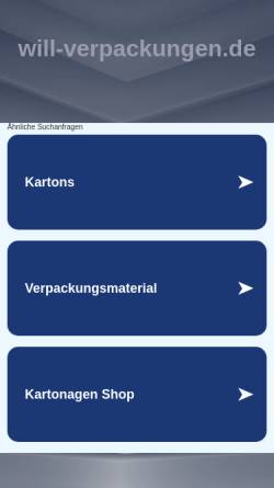 Vorschau der mobilen Webseite www.will-verpackungen.de, Peter Will - Verpackungsentwicklung
