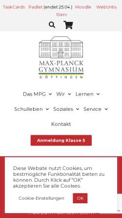 Vorschau der mobilen Webseite www.mpgg.de, Max-Planck-Gymnasium