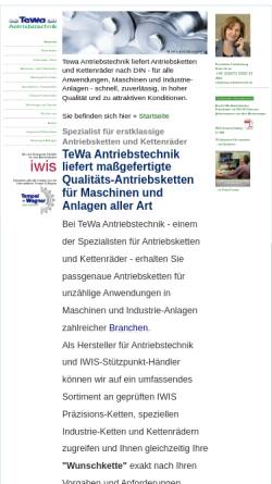 Vorschau der mobilen Webseite www.tewa-antriebstechnik.de, Tewa Antriebstechnik