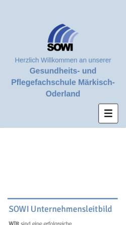 Vorschau der mobilen Webseite www.sowi-strausberg.de, SOWI - Sozialwirtschaftliche Fortbildungsgesellschaft mbH