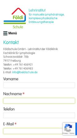 Vorschau der mobilen Webseite www.foeldischule.de, Földischule GmbH - Lehrinstitut der Földiklinik