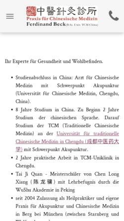 Vorschau der mobilen Webseite www.chinesische-medizin-beck.de, Ferdinand Beck und Wei Li