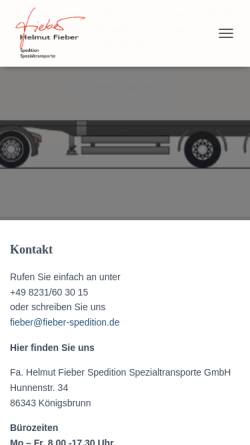 Vorschau der mobilen Webseite fieber-spedition.de, Helmut Fieber Spedition Spezialtransporte GmbH