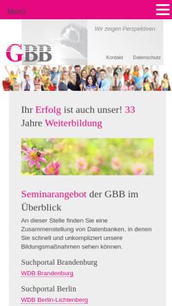Vorschau der mobilen Webseite www.gbb.de, GBB - Gesellschaft für berufliche Bildung mbH