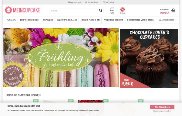 Vorschau von www.meincupcake.de, MeinCupcake - Online-Shop für originelles Backzubehör