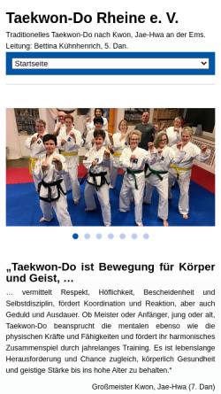 Vorschau der mobilen Webseite www.taekwondo-rheine.de, Taekwon-Do Rheine e. V.