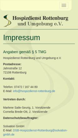 Vorschau der mobilen Webseite hospizdienst-rottenburg.de, Hospizdienst Rottenburg und Umgebung e.V.