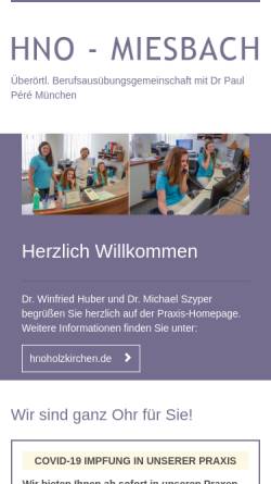 Vorschau der mobilen Webseite hno-miesbach.de, Huber, Dr. med. Winfried