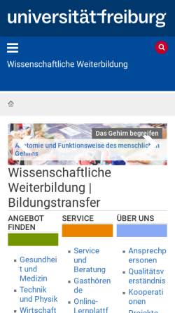 Vorschau der mobilen Webseite www.weiterbildung.uni-freiburg.de, Uni Freiburg, Wissenschaftliche Weiterbildung